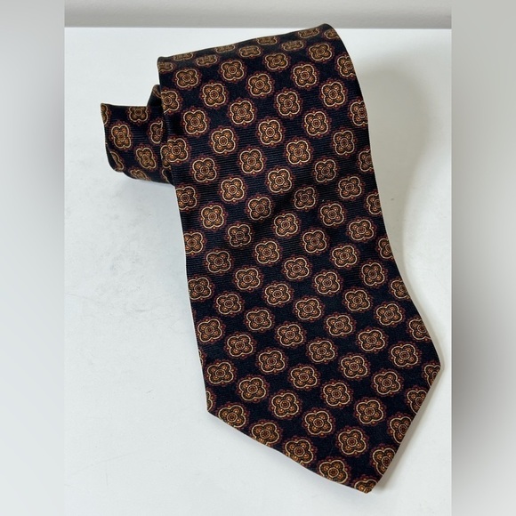 Brooks Brothers Makers Necktie Mens Blue Geometric Silk 60  NWT Brooks Brothers 100% Silk USA Made Italy Woven Geometric Paisley Tie